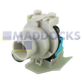 Genuine Original Hotpoint FEW, SCR, WD, WF, WMA, WMM, WMS, WMT, WT; Indesit WIDXXL, WIXXL Series 3rd Synchronous Type Magnetic Drain Pump Base & Filter Housing Assembly with Side Shielded Terminal Block