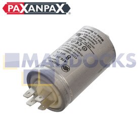 Universal Metal Shell 4-Tag & Stud Capacitor (8uF / 8MFD, 35mm x 60mm, pu=125)