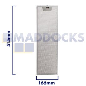 Universal Wire Mesh Cooker Hood Filter, Handle Side Length 166mm, Plain Side Length 515mm, fits Beko,DHI, DFO, LI2 Type Cooker BSH