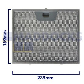 Universal Wire Mesh Cooker Hood Filter, Handle Side Length 235mm, Plain Side Length 189mm, fits Faber
