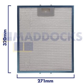 Universal Wire Mesh Cooker Hood Filter, Handle Side Length 271mm, Plain Side Length 320mm, fits Beko