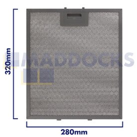 Universal Wire Mesh Cooker Hood Filter, Handle Side Length 280mm, Plain Side Length 320mm, fits BSH