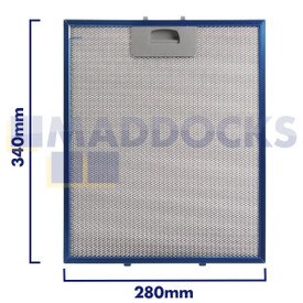 Universal Wire Mesh Cooker Hood Filter, Handle Side Length 280mm, Plain Side Length 340mm, fits Teka
