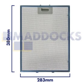 Universal Wire Mesh Cooker Hood Filter, Handle Side Length 283mm, Plain Side Length 380mm, fits Elica, Whirlpool, Ikea, Indesit