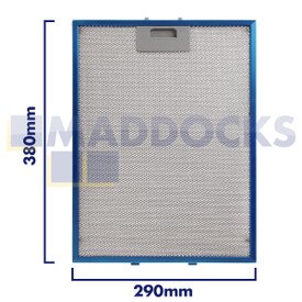 Universal Wire Mesh Cooker Hood Filter, Handle Side Length 290mm, Plain Side Length 380mm, fits Elica