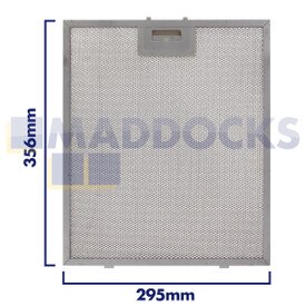 Universal Wire Mesh Cooker Hood Filter, Handle Side Length 295mm, Plain Side Length 356mm, fits BSH