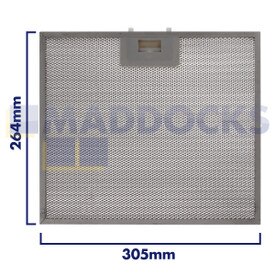 Universal Wire Mesh Cooker Hood Filter, Handle Side Length 305mm, Plain Side Length 264mm, fits BSH