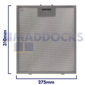 Universal Wire Mesh Cooker Hood Filter, Handle Side Length 275mm, Plain Side Length 310mm, fits BSH