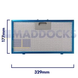 Universal Wire Mesh Cooker Hood Filter, Handle Side Length 329mm, Plain Side Length 177mm, fits Elica