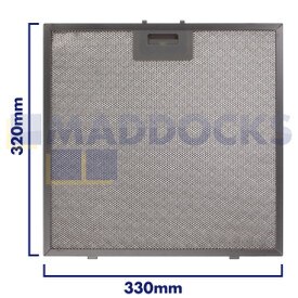 Universal Wire Mesh Cooker Hood Filter, Handle Side Length 330mm, Plain Side Length 320mm, fits BSH