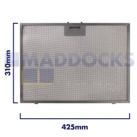 Universal Wire Mesh Cooker Hood Filter, Handle Side Length 425mm, Plain Side Length 310mm, fits BSH