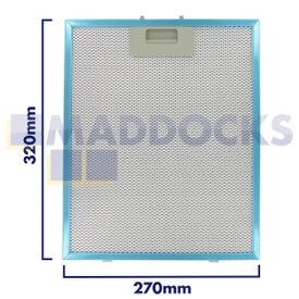 Universal Wire Mesh Cooker Hood Filter, Handle Side Length 270mm, Plain Side Length 320mm, fits Baumatic, Stoves, Belling, New World