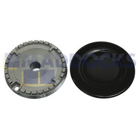 Universal Gas Hob Top 100m Diameter, 17mm Bore Burner Crown & Flame Cap Lid 