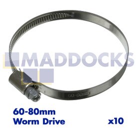 Universal Zinc-Protected Mild Steel Gas Hose Clamp Clips (60-80mm) (Pack of 10)