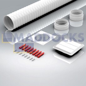 Universal White 100mm Cooker Hood Round 1m with Gravity Outlet Venting Kit