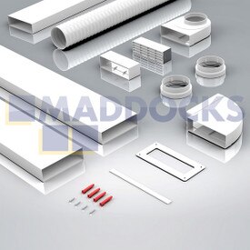 Universal 204x60mm Cooker Hood Rectangular 3m with Airbrick & Horizontal Bend Kit
