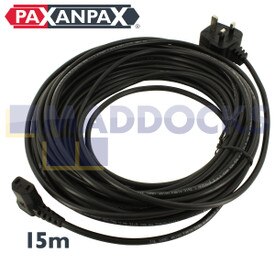 Universal Black Cable & 13A Plug Assembly with Non Rewireable Angled 250V 10A Connector (2-Core x 1.00mm, 15m)