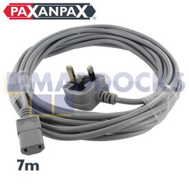 Compatible for Nilfisk Grey Cable & 13A Plug Assembly (2-Core x 1.0mm, 7m + 10A, 2-pin Connector)