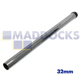 Universal Chromed Stainless Steel Extension Rod Tube with Black Plastic Glide for Smooth Fitting (500mm x 32mm)
