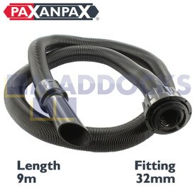 Universal Numatic NQS, GEO, NRV, MFQ, HEN, NVQ Series Vacuum Cleaner Black Vacuum Cleaner Extension Hose Assembly (32mm Compatible, Stretches to 9m)