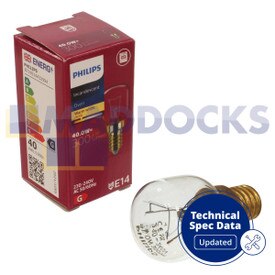 Genuine Original Philips Boxed Lamp Bulb for Oven [300Lm, E14, 40W, 230V, 300°C, P45] (Pack of 1)