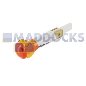 Universal Orange Amber 10mm Type Round Lens Neon Indicator Lamp with Twin Push-Fit Faston Tag Spade Connector Terminals (220V-240V)