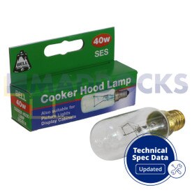 General Original Bell Bulb for Cooker Hood [SES/E14, 40W, 360lm, 230-240V, T25L, T25] (Pack of 1)