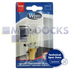 Genuine Original Whirlpool Maytag Wpro Lamp Bulb for Oven [E14, 40W, 230-240V, 300°C, T29] (Pack of 1)