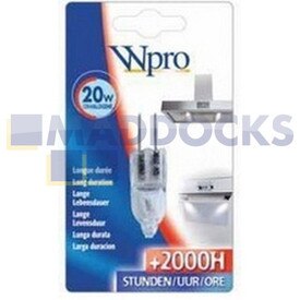 Genuine Original Whirlpool Wpro Halogen Two Pin Fitting Mini-Bulb Lamp Capsule for Cooker Hood (G4, 12mm, 12V, 20W)