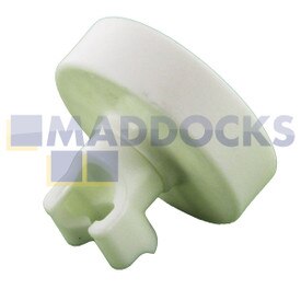 No Longer Available. Order 137-SM-42921 [Genuine Original Hygena Diplomat ADP8xxx; Smeg APL, CA, DF, DW, ELV, FDS, GSB, LS, ST Type White Plastic Lower Basket Wheel & Axle Assembly]