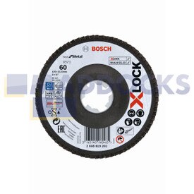 Genuine Original Robert Bosch X-LOCK Flap discs, angled version, fibre plate, Ø125mm, G 60, X571, Best for Metal