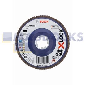 Genuine Original Robert Bosch X-LOCK Flap discs, straight version, plastic plate, Ø115mm, G 80, X571, Best for Metal