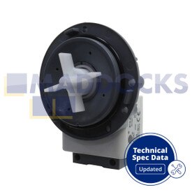 Universal Drain Outlet Pump Base with Fitted TOC (Screw Fixing, Twin Plug In, Bottom Positioned Rear Facing Terminals, 220V-240V, 50Hz)