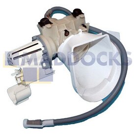 Genuine Original Askoll Produced Whirlpool AWM, SCD, HDW Series Drain Pump Base & Filter Housing Assembly