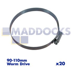 Universal ‘Size 5X’ 90-110mm Worm Drive Hose Clip Clamp (Pack of 20)