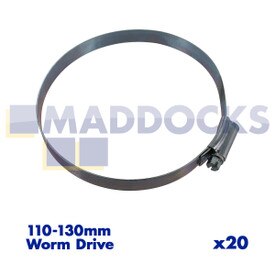 No Longer Available. Discontinued [Universal ‘Size 6X’ 110-130mm Worm Drive Hose Clip Clamp (Pack of 20)]