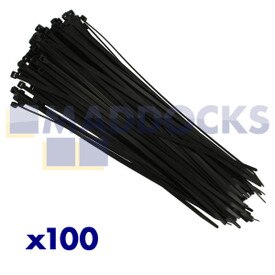 Universal Black Plastic Cable Ties (300mm x 4.8mm, Pack of 100)