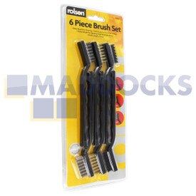 Genuine Original Rolson Tools Brass, Nylon & Steel 175mm (7") Abrasive Wire Brush Set (Pack of 6)