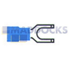Universal Blue Flanged Spade Fork Terminal (4mm, Pack of 100)