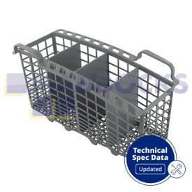 Genuine Original Indesit Universal 4-Compartment Grey Plastic Slimline Dishwasher Cutlery Basket