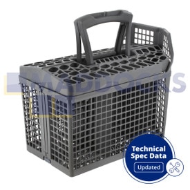 Genuine Original AEG, Electrolux, Zanussi Universal Dark Grey Plastic 6-Compartment Cutlery Basket with Handle (150mm x 280mm x 250mm)