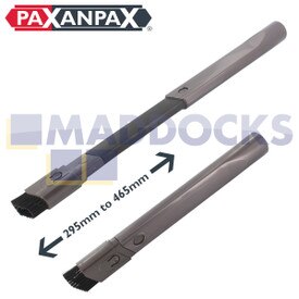 Universal Extendable Steel Coloured Flexible Crevice Tool with Detachable Dusting Brush (32mm, 295mm - 465mm)