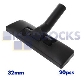 Universal Bulk Packed 20x Black Plastic Dual Pedal Floor Tool Nozzle with Extended Neck Elbow (32mm x 300mm) (1 Box of 20pcs)