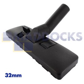 Universal Black Plastic Dual Pedal Floor Tool Nozzle with Extended Neck Elbow (32mm x 300mm)
