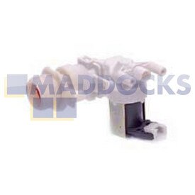 Genuine Original Indesit Solenoid Valve 1-Way 90°, Internal Diameter Output: 12mm, Capacity: 5.5l/min, Connectors: RST2.5, Volt / Hz: 220/240V - 50/60Hz