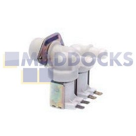 Genuine Original Indesit Solenoid Valve 2-Way 180°, Internal Diameter Output: 10.5mm, Capacity: 5.5l/min, Connectors: Tabs, Volt / Hz: 220/240V - 50/60Hz