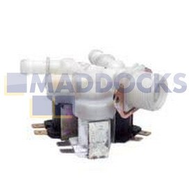 Genuine Original Indesit Solenoid Valve 3-Way 180°, Internal Diameter Output: 10.5mm, Capacity: 10l/min, Connectors: Tabs, Volt / Hz: 220/240V - 50Hz