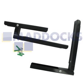 Universal Black Finished Microwave Extendable Arm Brackets & Fixings Wall-Mounting Kit